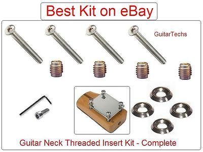 GuitarTechs GUITAR NECK INSERT KIT / Inserts and Screws (4) for Bolt