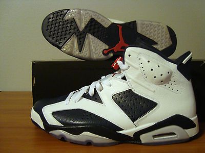 NIKE AIR JORDAN RETRO 6 VI OLYMPIC WHITE NAVY 384664 130 GOLD MEDAL