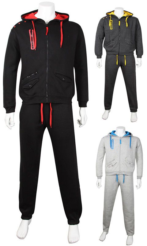 Men’s Fine Casual Luxuary Fleece Full TrackSuit Jogging Top Bottom