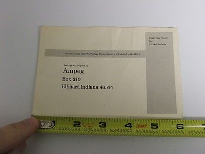 Vintage 60s 70s Ampeg Guitar Amp Unused Warranty Registration Card