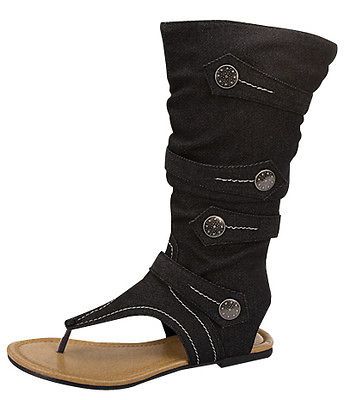 Unique Trendy Half Knee high Canvas Gladiator Sandals Size 5   10