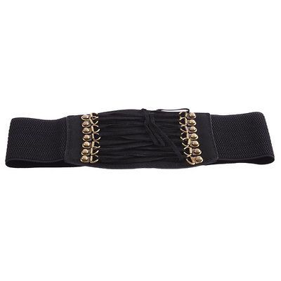 Lady Women Cincher Rivet Elastic Buckle Wide Waist Belt Waistband