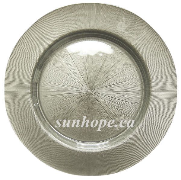 Glass charger plate with radiance pattern (8 pk)