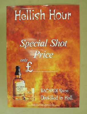 BACARDI SPICE HELLISH SHOT PRICE PUB HOME BAR ADVERTISING POSTER