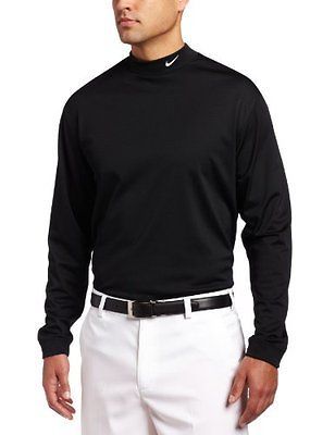 Nike Gold Mens UV Dri Fit Stretch Mock Neck L/S Shirt Black