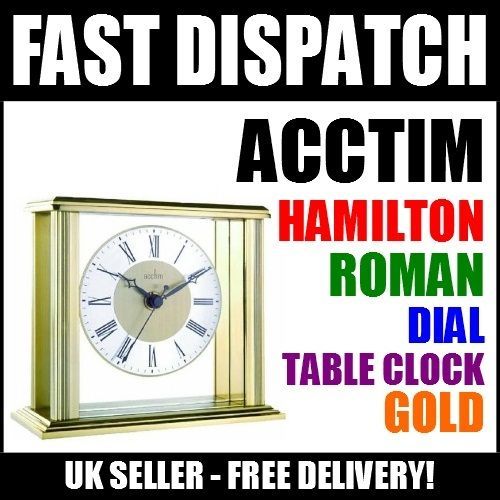 Acctim 36248 Hamilton Gold Glass Mantlepiece Clock Table Fireplace