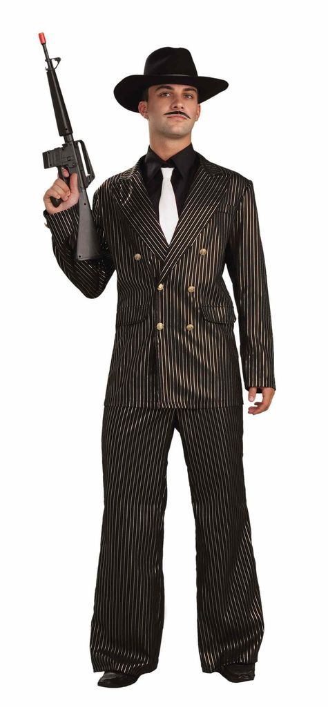 Roaring 20s Gangster Gold Suit Mafia Mob Dress Up Adult Halloween