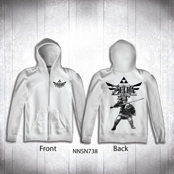 Legend Of Zelda Skyward Zip up Men White Hoodie