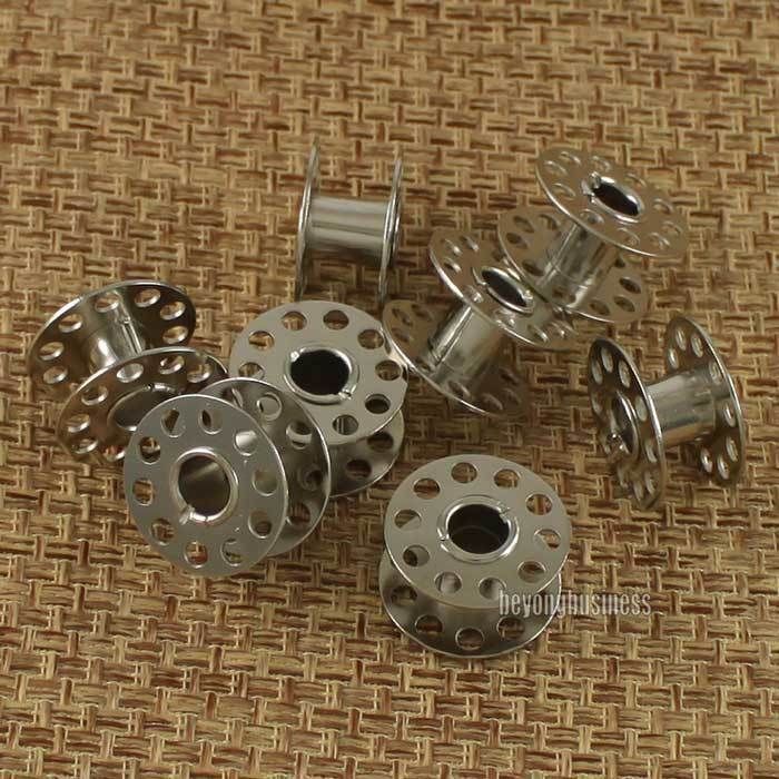 25Pcs Empty Metal Bobbins Spool for Brother Janome Singer Elna Toyota