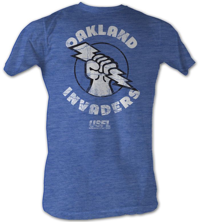 USFL Oakland Invaders T shirt Football League Sea Blue Heather Tee