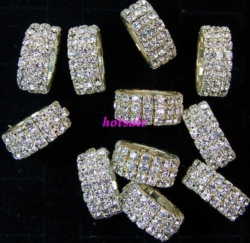 wholesale lots 20pcs 3 row cz Rhinestone stretchy rings