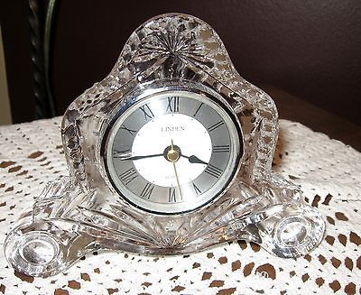 Crystal/Glass Mantel Clock Linden 5  tall 6  wide