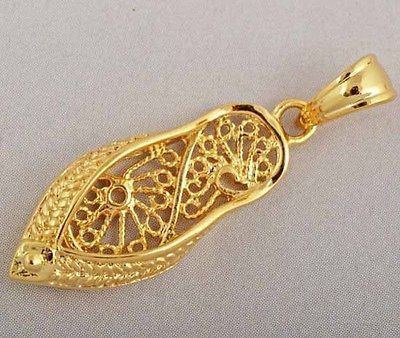 Exquisite 9K Yellow Gold Filled Princess Shoe Pendant,P088