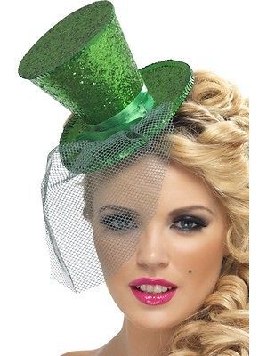 Dark Green Fever Mini Top Hat on Headband