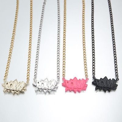 Hip Hop Pow Pendant Necklace With Curve Chain 24.2