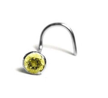 Canary Yellow Diamond Nose Stud 6pt in Platinum