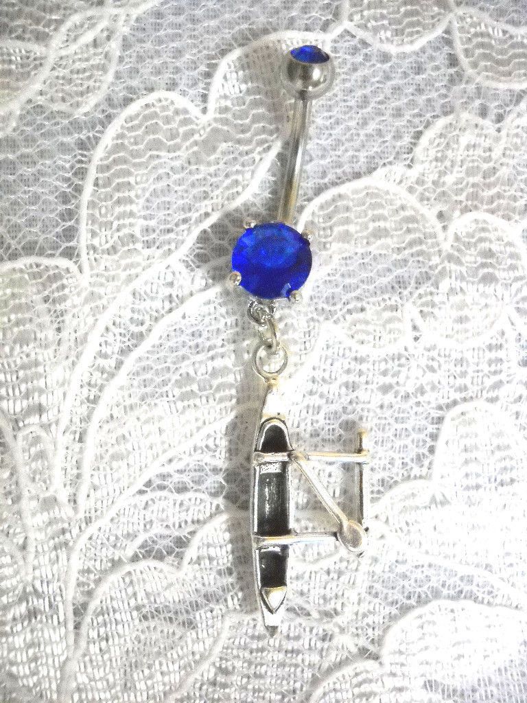 925 STERLING SILVER 3D OUTRIGGER BOAT CHARM   PACIFIC BLUE CZ BELLY