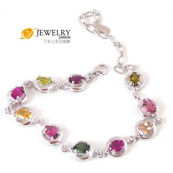 FASHION 4.6ct Genuine Tourmaline Bracelet Link 925 Sterling Silver