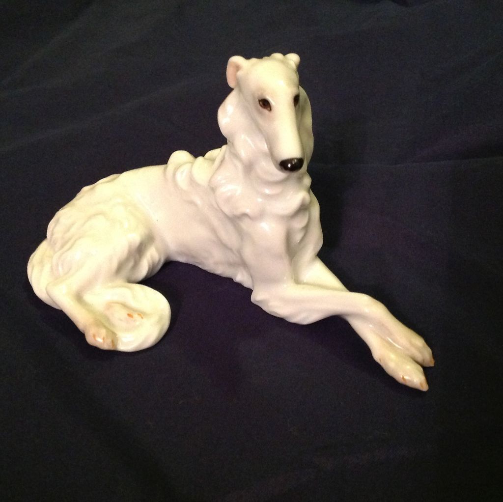 VINTAGE WIEN AUGARTEN RUSSIAN WOLFHOUND BORZOI PORCELAIN DOG FIGURINE