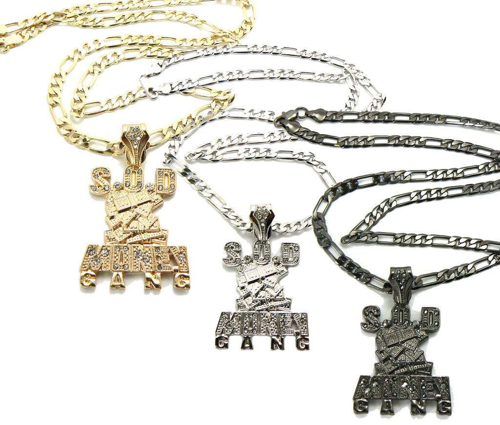 SOULJA BOY Inspired S.O.D. Money Gang Hip Hop Pendant Necklace w/ 24