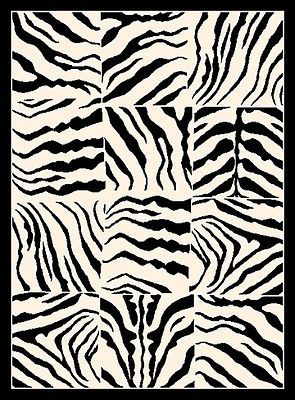 ZEBRA SKIN PRINT area rug 8X11 CONTEMPORARY MODERN NEW  Actual 7 7