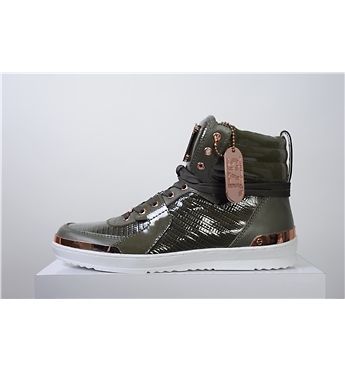 JUMP J75 FEARLESS KHAKI OLIVE PATENT LEATHER LIZARD ROSE GOLD