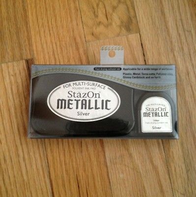 New Stazon  Metallic Silver Ink Kit  Multi Surface Ink Pad