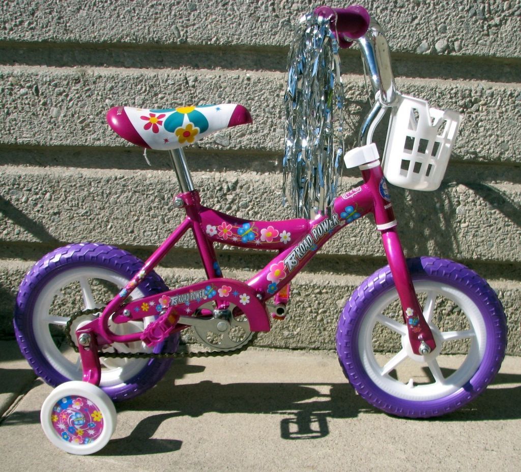 GIRLS BIKE PURPLE COASTER BRAKE TRAINING WHEELS 2 TO 4 YEARS OLD KIDS