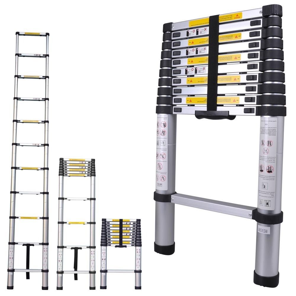 10.5Ft Aluminum Telescopic Telescoping Ladder Extension Extend