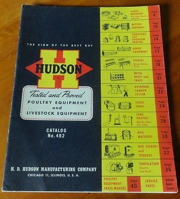 Hudson Poultry and Livestock Equipment catalog 1954 No. 492