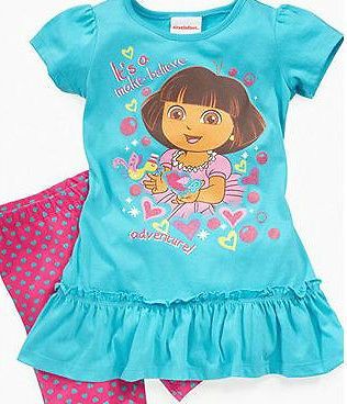 NEW GIRLS 2PC DORA Tunic & Bike Shorts SUMMER OUTFIT SET 3T 4T 6