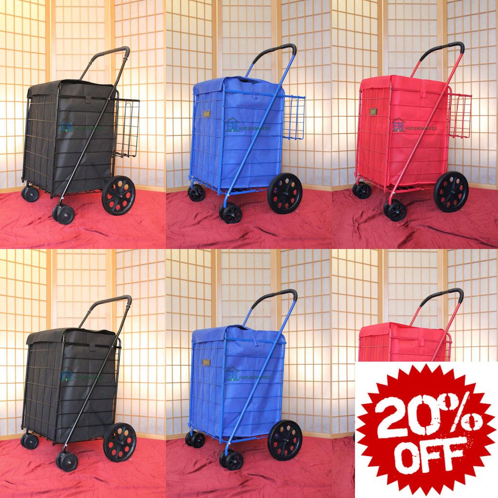 Folding Shopping Cart Liner Insert Easily Attaches Black Blue Red w