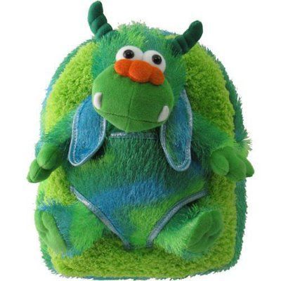 GREEN ANIMAL TOY ROLLING BACKPACK KIDS PRESCHOOL PLUSH