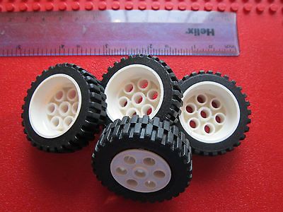 Lego Technic 4 x Model Team Wheels 13 x 24 BLACK / WHITE (44mm Dia