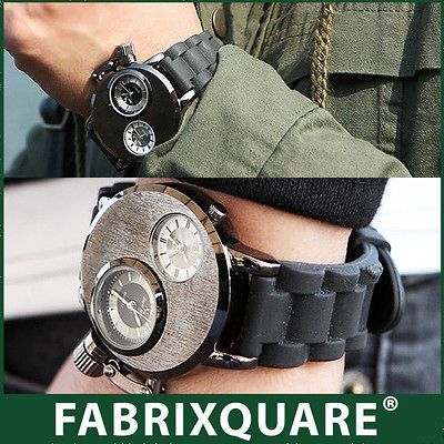 FX Mens Dual Face Military Cyborg Watches Urethane Band Chic mod dandy