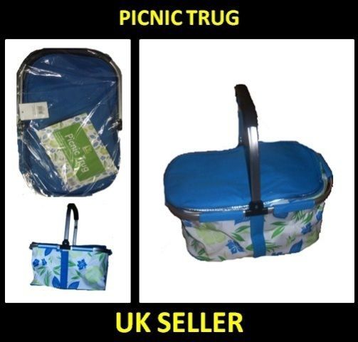 FOLDABLE PICNIC HANDLE TRUG STORAGE BASKET FOOD BUCKET VEGETABLE