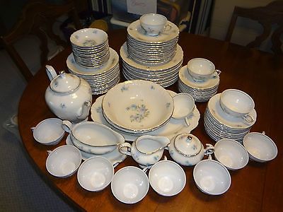 Set of 90 Winterling Bavaria China White Blue Lavender Excellent