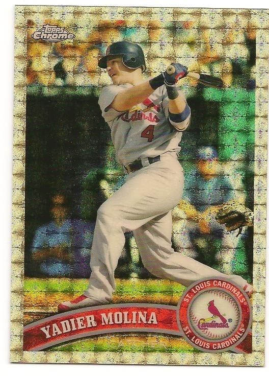 2011 YADIER MOLINA TOPPS CHROME GOLD CANARY DIAMOND REFRACTOR 1 1 CARD