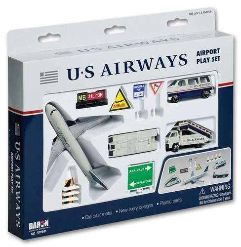 RT USAir US Airways Airplane Boeing 737 13 PC Set w Van Luggage Stair