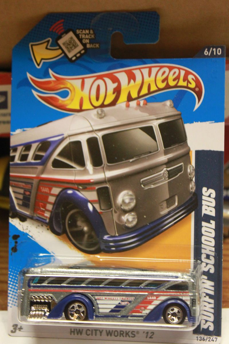 Hot Wheels 2012 HW City Works 6 10 Surfin School Bus Grey