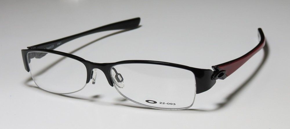 New Oakley Treaty 2 0 51 15 130 Black Red Half Rim Titanium Eyeglasses