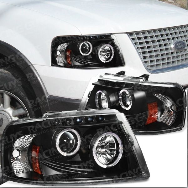 New Halo LED Black Projector Head Lights Lamp Angel Eye