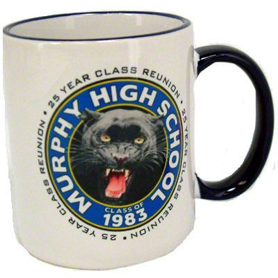 15oz Ceramic Mug w Colored Rim Handle Your Photo Logo or Slo