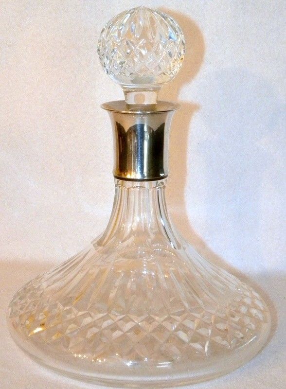 Waterford Crystal ships decanter Irish Silver Ltd Sterling Silver rim