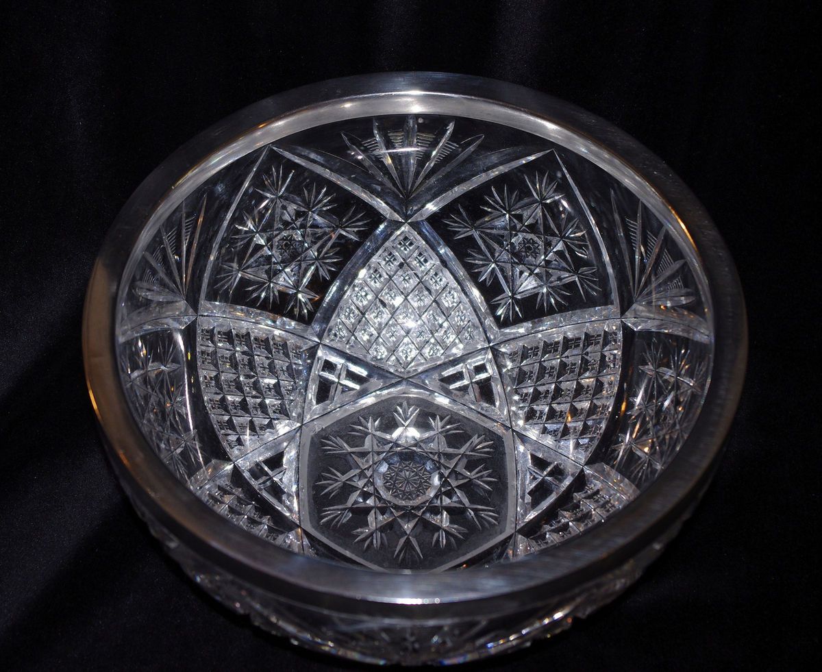 Cut Cristal Bowl with Silver Rim by Wollenweber Germany