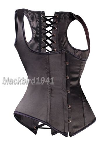 L5 Sexy Rock N Roll Black Satin Underbust Corset Bustier G String